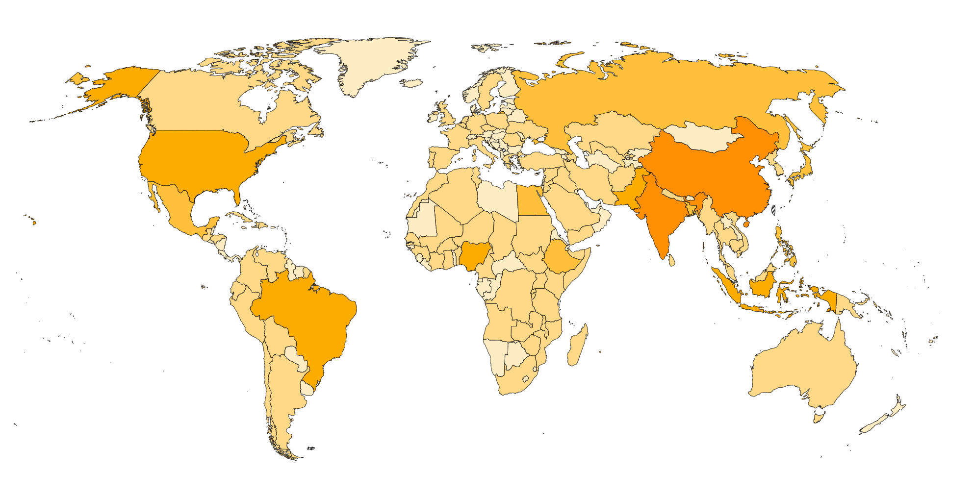 A preview of the world map showing the population dataset.